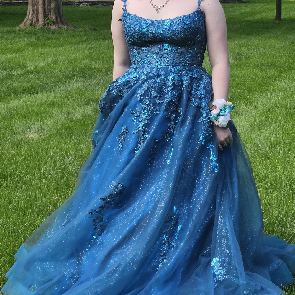 Elegant Blue Floral Gown